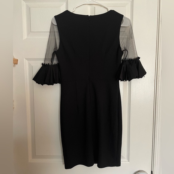 Lulu’s Pleated Fringe Sleeve Bodycon Little Black Dress With Sheer Sleeves Small - Picture 6 of 6